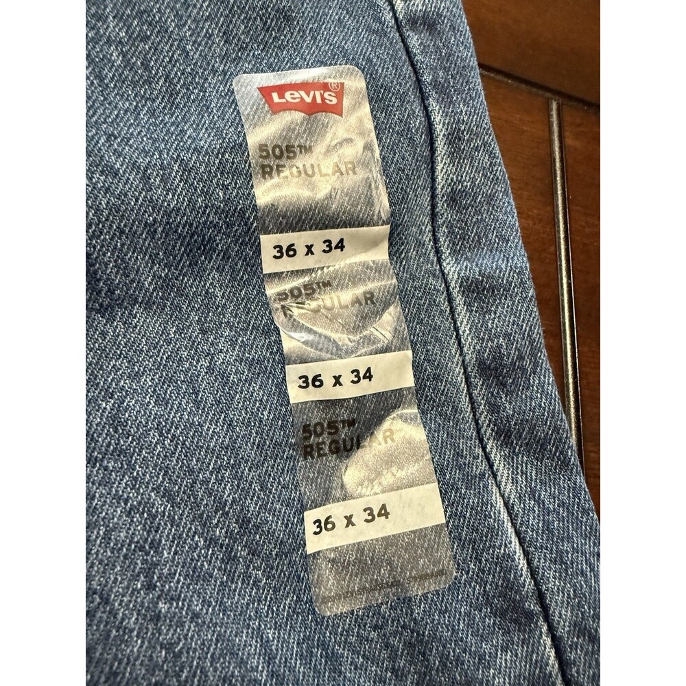 🔥NEW -LEVI’S LEVIS 505 Men’s 36 X 34 Blue Straight Regular Fit Denim Jeans NWT - Picture 7 of 7